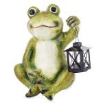 Figurka ogrodowa żaba żabka z lampionem 30x26x20cm 166375