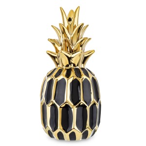 Figurka ceramiczna ananas czarno złoty 31x14x14 164417