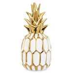 Figurka ceramiczna ananas biało złoty 31x14x14 164414