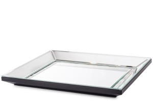 Taca dekoracyjna lustrzana srebrna glamour 3,5x33x27 169312