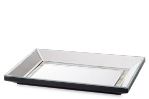 Taca dekoracyjna lustrzana srebrna glamour 3,5x32x20 169310