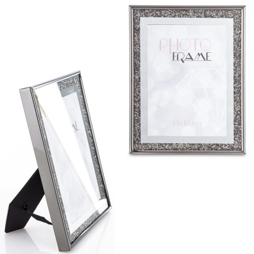 Ramka na zdjęcie zdjęcia srebrno-czarna glamour 23,5x18,5x2-12 169007