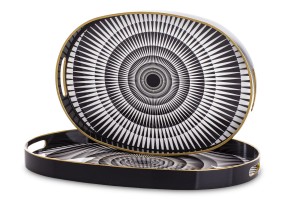 Taca  tace dekoracyjne owalne czarne kpl. 2 szt. 3,5x44x29,5, 3,5x39,5x27 172020