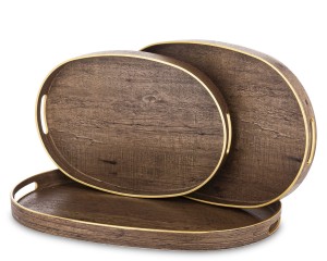 Taca  tace dekoracyjne owalne brązowe kpl. 3 szt. 4x50x33 3,5x44x29,5 3,5x39,5x27 172019