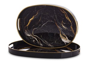 Taca  tace dekoracyjne owalne czarne kpl. 2 szt. 3,5x44x29,5, 3,5x39,5x27  172016