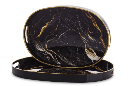 Taca  tace dekoracyjne owalne czarne kpl. 2 szt. 3,5x44x29,5, 3,5x39,5x27  172016