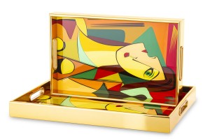 Taca  tace dekoracyjne prostokątne kolorowe kpl. 2 szt. 4x45x32, 4x40x25 172014