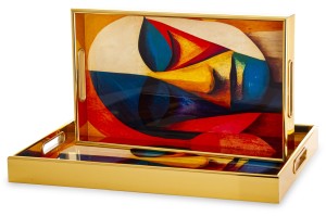 Taca tace dekoracyjne prostokątne kolorowe kpl. 2 szt. 4x45x32, 4x40x25 172013