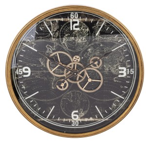 Zegar ścienny retro do zawieszenia złoto czarny 60x60 147322