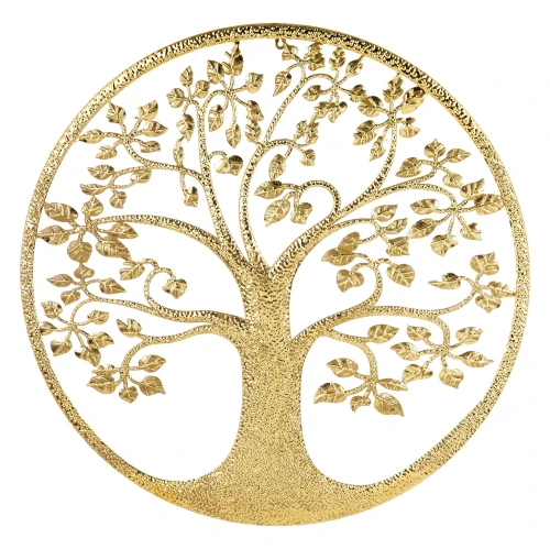 Dekoracja ścienna metalowa drzewo złote 80x80x1 143949