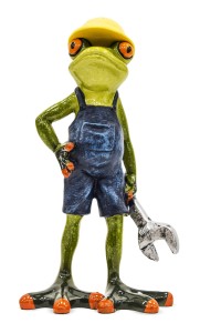 Figurka dekoracyjna żaba żabka budowlaniec majster 18x9x8 118549