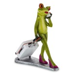 Figurka dekoracyjna żaba żabka z walizką i smartfonem 18,5x14,5x7,5 164825