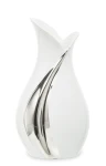  Wazon dekoracyjny ceramiczny biało srebrny 26x14x8,5 131499