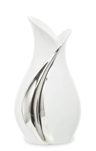 Wazon dekoracyjny ceramiczny biało srebrny 26x14x8,5 131499