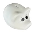 Skarbonka świnka dekoracyjna ceramiczna cała biała duża XL 16x23