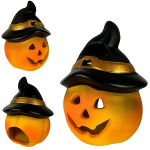 Dynia w kapeluszu figurka ceramiczna ozdoba lampion do ogrodu 20x15