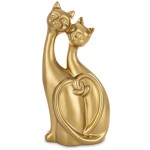 Figurka dekoracyjna kot koty ceramiczna złota 30x14x8 cm 168168