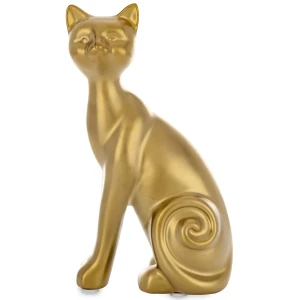Figurka dekoracyjna kot ceramiczna złota 16,5x6x9 168167
