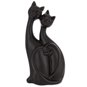 Figurka dekoracyjna kot koty ceramiczna czarna 30x14x8 168163