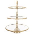 Patera dekoracyjna lustrzana złota 3 poziomowa okrągła 56x41x41 173343