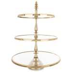 Patera dekoracyjna lustrzana złota 3 poziomowa okrągła 56x41x41 173343