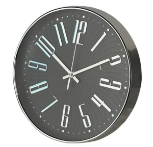 Zegar ścienny czarno srebrny cichy mechanizm 30x4cm HTBE6720