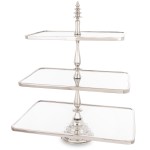 Patera dekoracyjna lustrzana srebrny 3 poziomowa 55x47x31 173345