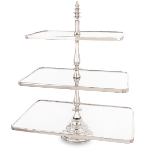 Patera dekoracyjna lustrzana złota 3 poziomowa 55x47x31 173345