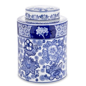 Pojemnik wazon dekoracyjny ceramiczny niebiesko biały 27,5x20x20 170529