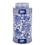 Pojemnik wazon dekoracyjny ceramiczny niebiesko biały 40x19x19 170528