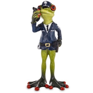 Figurka dekoracyjna żaba policjant z pistoletem 17x8,5x6 175688