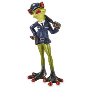 Figurka dekoracyjna żaba policjantka z pałką 16,5x8x6,5 175689