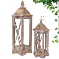 Latarnia drewniana ogrodowa lampion komplet brązowy 2szt 742525901449742528