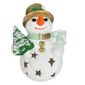 Bałwanek figurka ceramiczna ozdoba lampion do ogrodu duża 31x23x17