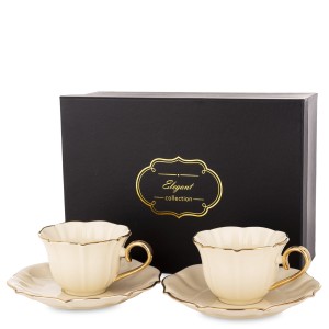 Filiżanka filiżanki porcelana beżowo złote kpl. 2 szt 176554