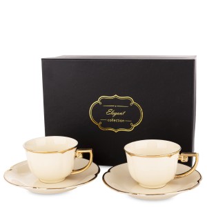 Filiżanka filiżanki porcelana beżowo złote kpl. 2 szt 176552