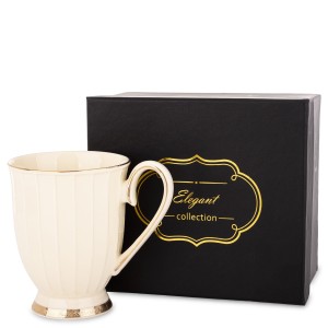 Kubek z porcelany beżowo złoty 11,5x9x12,5 176549