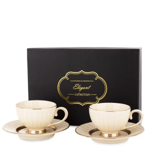 Filiżanka filiżanki porcelana do espresso beżowo złote kpl. 2 szt 176548