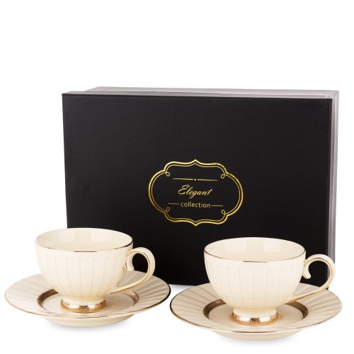Filiżanka filiżanki porcelana beżowo złote kpl. 2 szt 176547