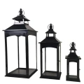 Latarnia metalowa ogrodowa lampion komplet czarny 3szt 86/67/45 cm 172853