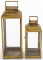 Latarnia lampion metalowy świecznik vintage złoty kpl. 2 szt 56/41,5cm 175578