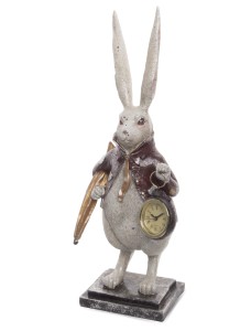Figurka dekoracyjna królik z zegarkiem 37,5x15x11