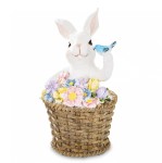 Figurka dekoracyjna wielkanocna królik króliczek w koszyku 13x7,5x7,5cm 175110