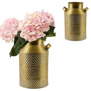 Wazon osłonka kanka na na stół metalowa wysoka 26,5x17,5cm  HIWJ2553-SR