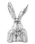 Figurka dekoracyjna królik wielkanocny srebrny 48x26x19,5 128167
