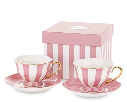 Filiżanka filiżanki ceramiczne różowo biało złote kpl. 2 szt. 177894