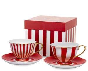 Filiżanka filiżanki ceramiczne czerwono biało złote kpl. 2 szt. 173400