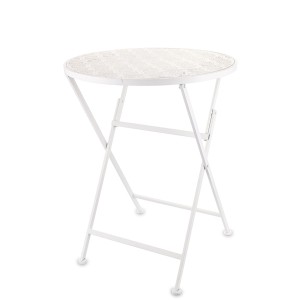 Stolik ogrodowy metalowy biały 77x60x60 165010