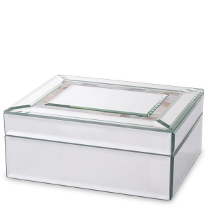 Szkatułka kasetka na biżuterię szklana glamour srebrna 8x19x15cm 169300