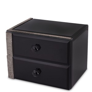 Szkatułka kasetka na biżuterię szklana glamour czarna 12x16x12cm 169284